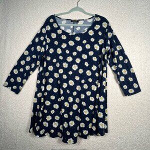 Veranee Womens Plus Size Swing Tunic, 3/4 length Sleeves, Size 2X